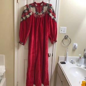 Royal velvet embroidered gown with embellishments. EUC